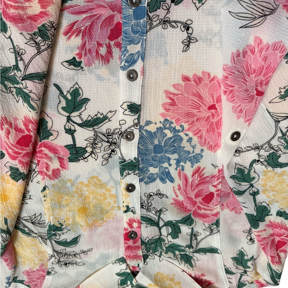 Floral Button-Up Blouse - Multicolor - Picture 4 of 8